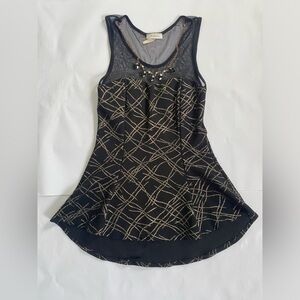 Belinda Black & Gold Baby Doll Shirt With Attachable Necklace